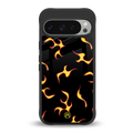 lil flames on black back phone cover | glass case for google pixel 9 pro