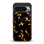 lil flames on black back phone cover | glass case for google pixel 9 pro