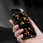 lil flames on black back phone cover | glass case for google pixel 9 pro