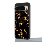 lil flames on black back phone cover | glass case for google pixel 9 pro