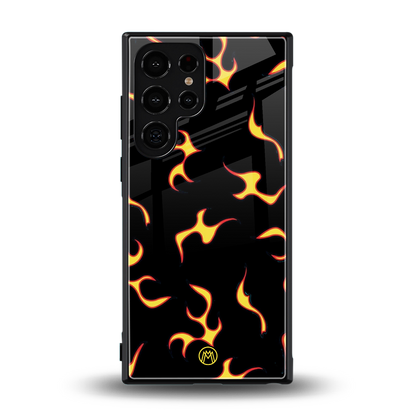 lil flames on black back phone cover | glass case for samsung galaxy s24 ultra