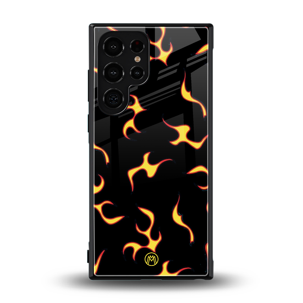 lil flames on black back phone cover | glass case for samsung galaxy s23 ultra