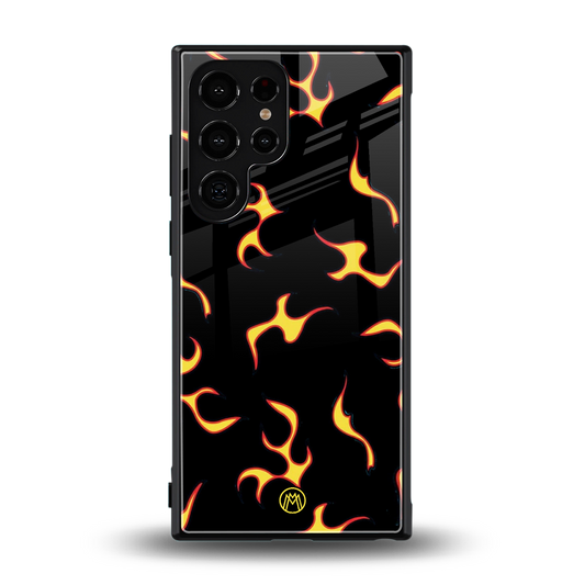 lil flames on black back phone cover | glass case for samsung galaxy s23 ultra