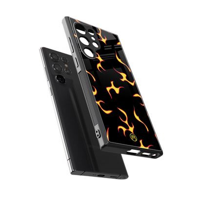 lil flames on black back phone cover | glass case for samsung galaxy s24 ultra