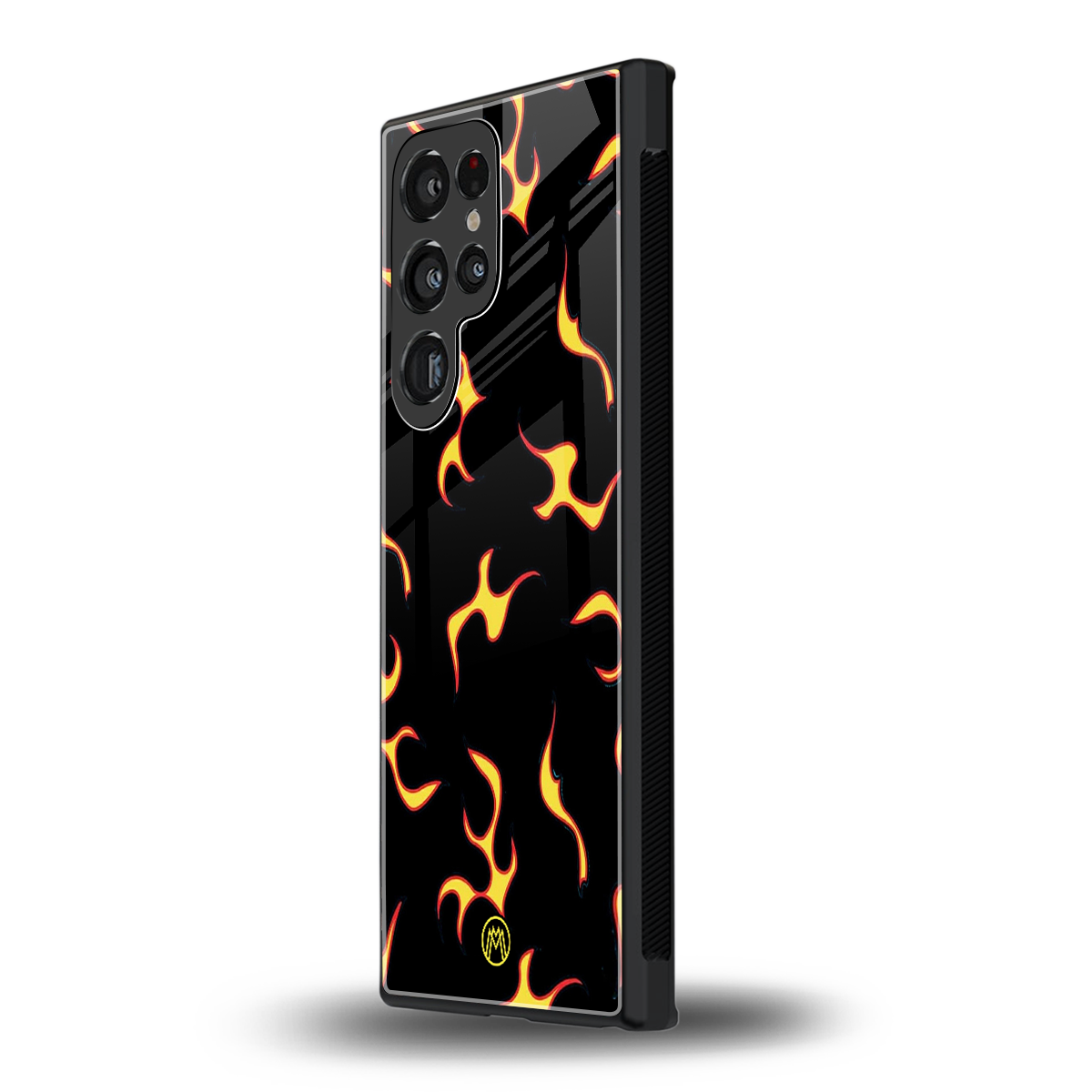 lil flames on black back phone cover | glass case for samsung galaxy s23 ultra