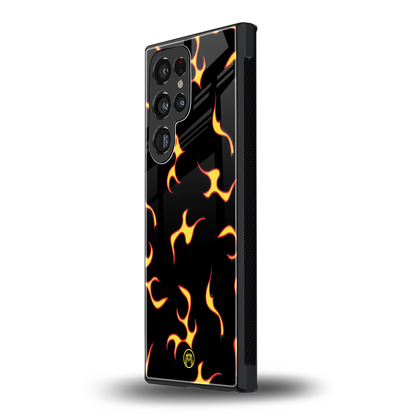 lil flames on black back phone cover | glass case for samsung galaxy s23 ultra