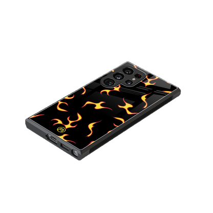 lil flames on black back phone cover | glass case for samsung galaxy s24 ultra