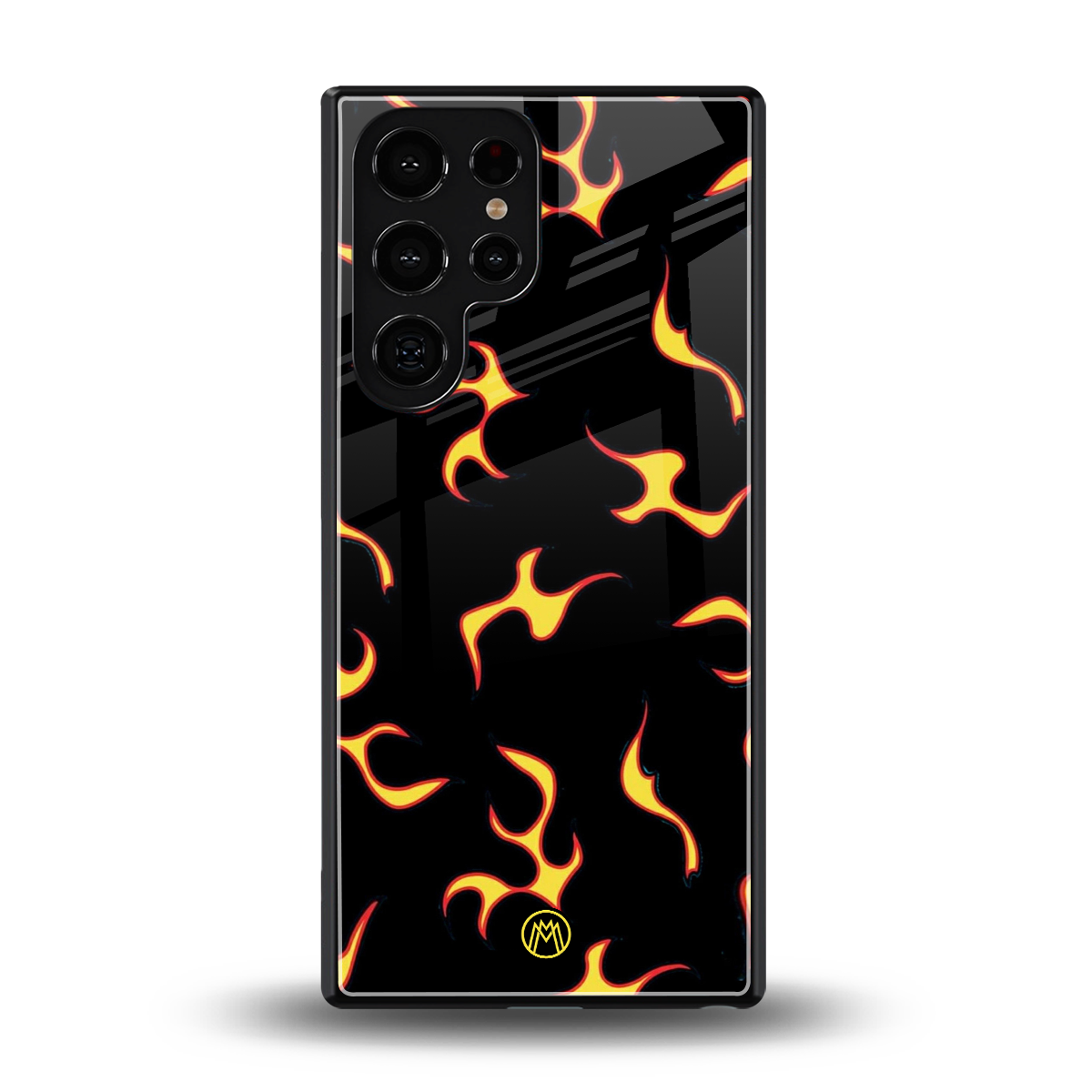 lil flames on black back phone cover | glass case for samsung galaxy s25 ultra