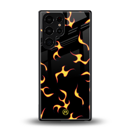 lil flames on black back phone cover | glass case for samsung galaxy s25 ultra