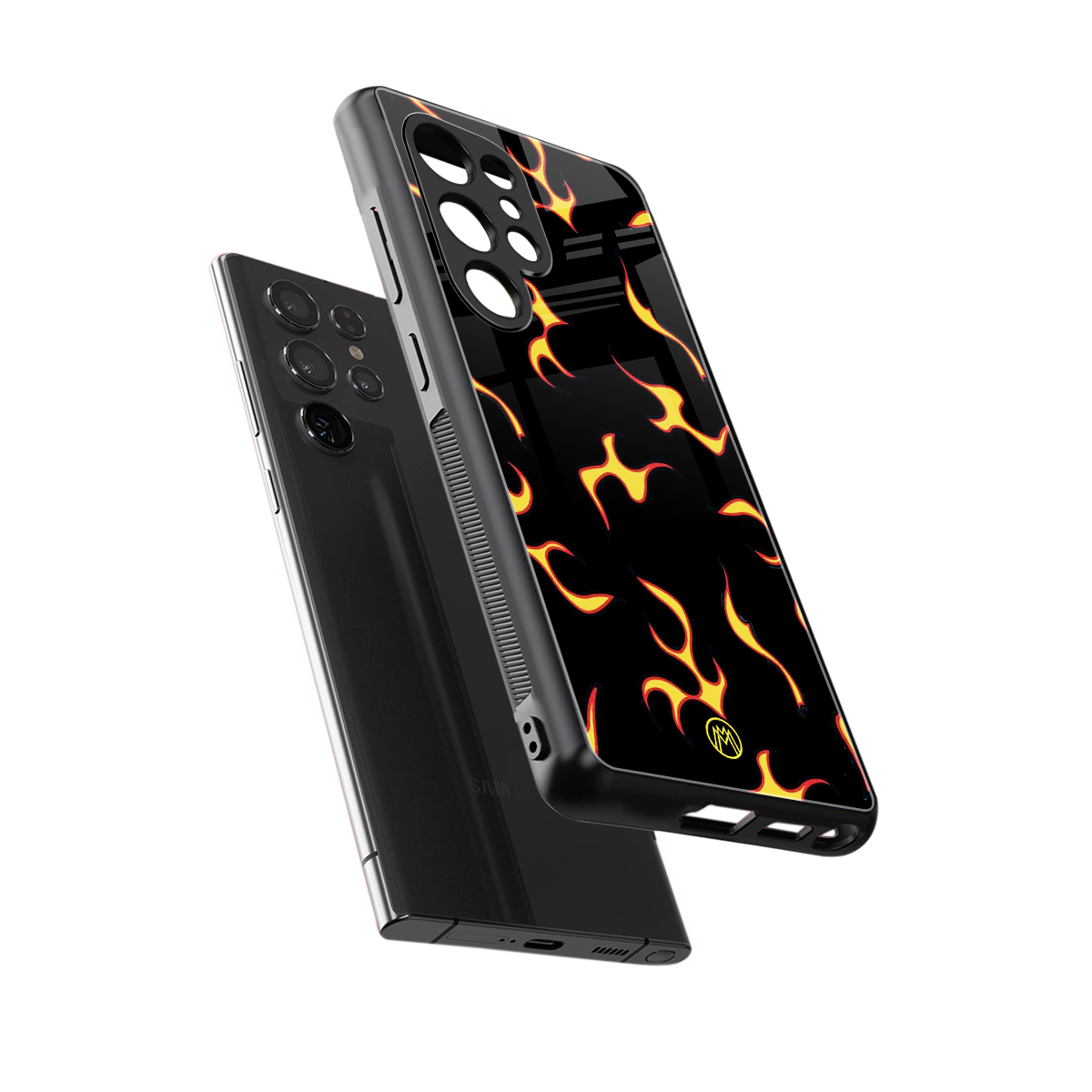 lil flames on black back phone cover | glass case for samsung galaxy s25 ultra
