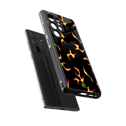 lil flames on black back phone cover | glass case for samsung galaxy s25 ultra