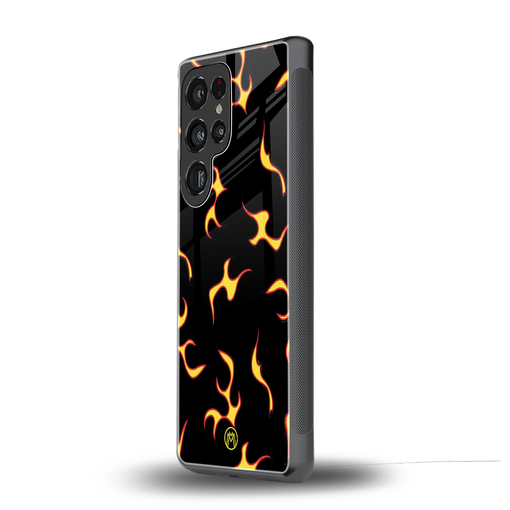 lil flames on black back phone cover | glass case for samsung galaxy s25 ultra