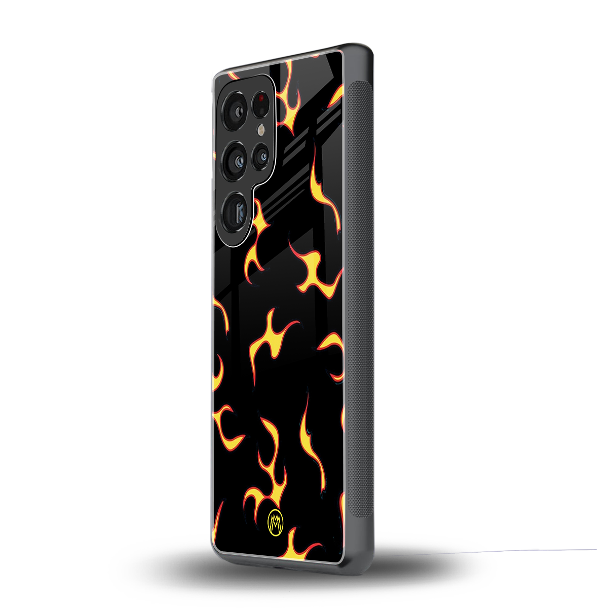 lil flames on black back phone cover | glass case for samsung galaxy s25 ultra