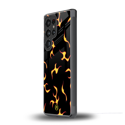 lil flames on black back phone cover | glass case for samsung galaxy s25 ultra