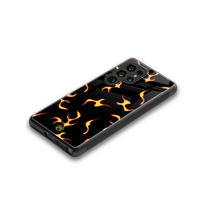 lil flames on black back phone cover | glass case for samsung galaxy s25 ultra