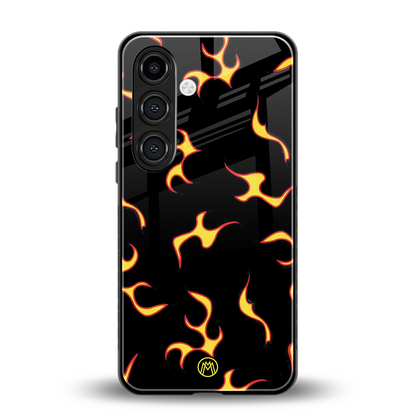 lil flames on black back phone cover | glass case for samsung galaxy s24 fe