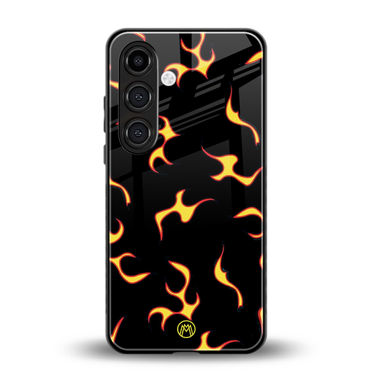 lil flames on black back phone cover | glass case for samsung galaxy s24 fe