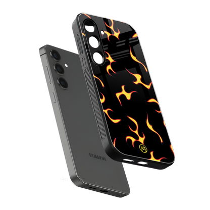lil flames on black back phone cover | glass case for samsung galaxy s24 plus