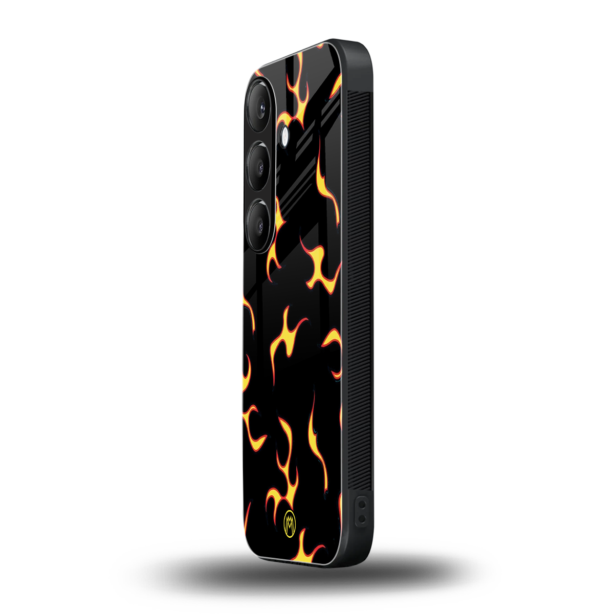 lil flames on black back phone cover | glass case for samsung galaxy s25 plus