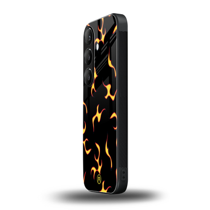 lil flames on black back phone cover | glass case for samsung galaxy s24 plus