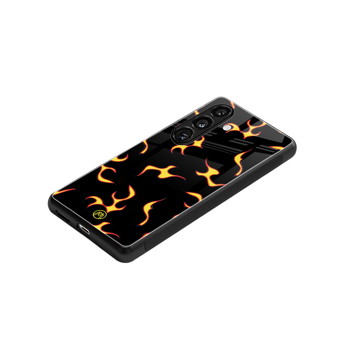 lil flames on black back phone cover | glass case for samsung galaxy s24 fe