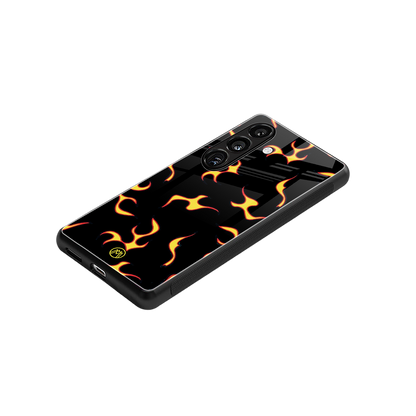lil flames on black back phone cover | glass case for samsung galaxy s24 fe