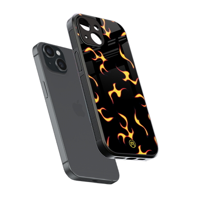 lil flames on black back phone cover | glass case for iphone 14