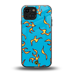 lil flames on blue back phone cover | glass case for iphone 13 mini