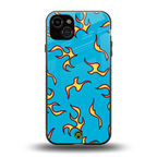 lil flames on blue back phone cover | glass case for iphone 14 plus
