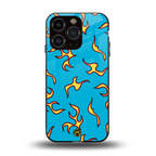 lil flames on blue back phone cover | glass case for iphone 15 pro