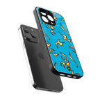 lil flames on blue back phone cover | glass case for iphone 15 pro