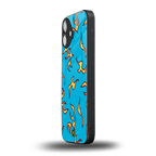 lil flames on blue back phone cover | glass case for iphone 16 plus