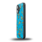 lil flames on blue back phone cover | glass case for iphone 16