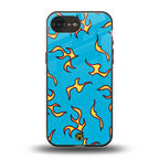 lil flames on blue back phone cover | glass case for iphone 16e