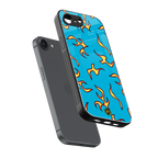 lil flames on blue back phone cover | glass case for iphone 16e