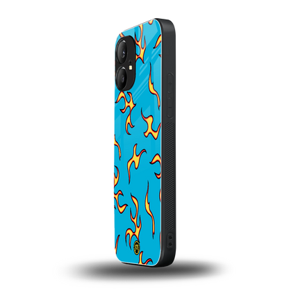 lil flames on blue back phone cover | glass case for nothing phone 1