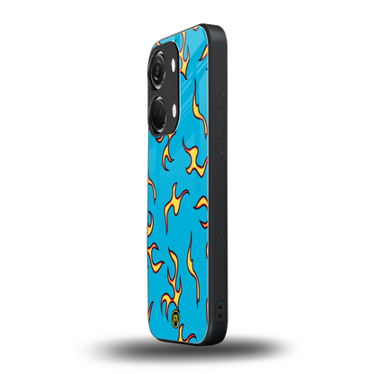 lil flames on blue back phone cover | glass case for oneplus nord 3