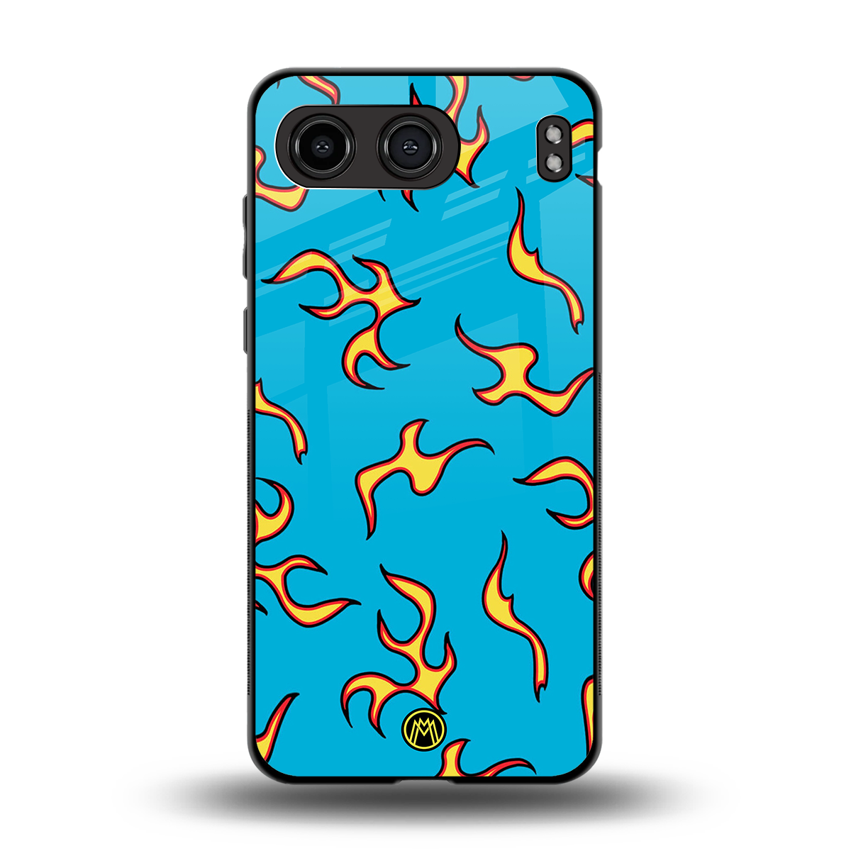 lil flames on blue back phone cover | glass case for oneplus nord 4
