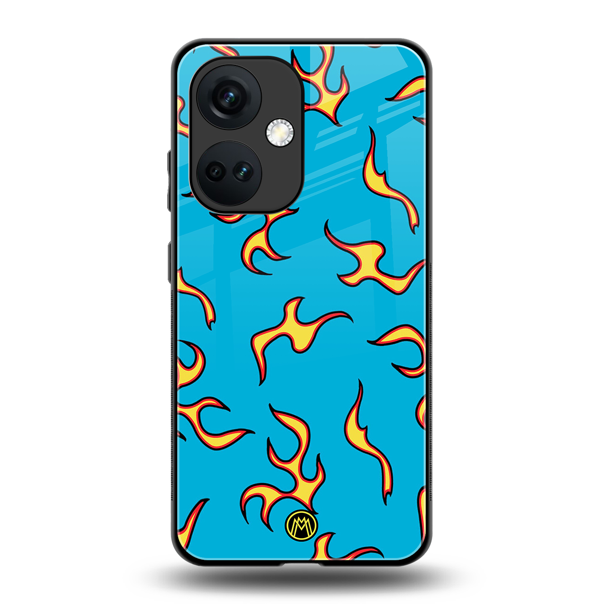 lil flames on blue back phone cover | glass case for oneplus nord ce 3