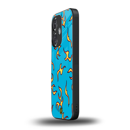 lil flames on blue back phone cover | glass case for oneplus nord ce 3