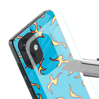 lil flames on blue back phone cover | glass case for oneplus nord ce 3
