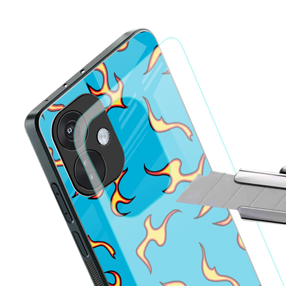 lil flames on blue back phone cover | glass case for oneplus nord ce 3