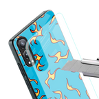 lil flames on blue back phone cover | glass case for oneplus nord ce 4 lite