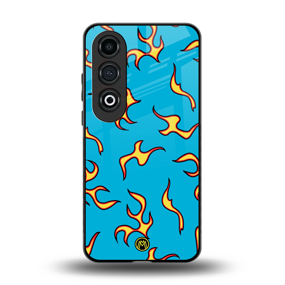 lil flames on blue back phone cover | glass case for oneplus nord ce 4
