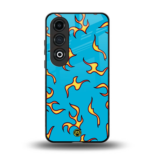 lil flames on blue back phone cover | glass case for oneplus nord ce 4