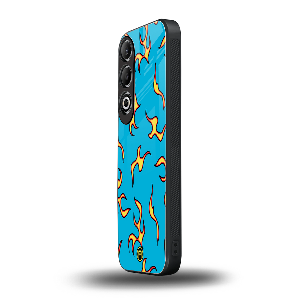 lil flames on blue back phone cover | glass case for oneplus nord ce 4