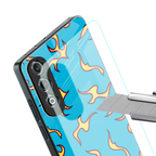 lil flames on blue back phone cover | glass case for oneplus nord ce 4