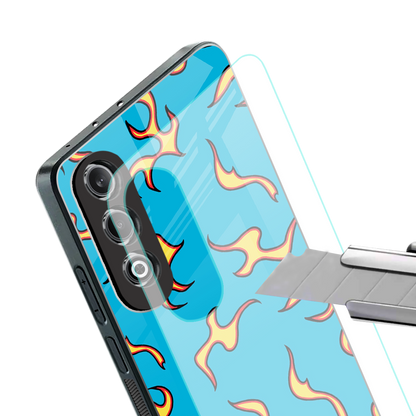 lil flames on blue back phone cover | glass case for oneplus nord ce 4