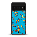 lil flames on blue back phone cover | glass case for google pixel 6 pro