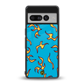 lil flames on blue back phone cover | glass case for google pixel 7 pro